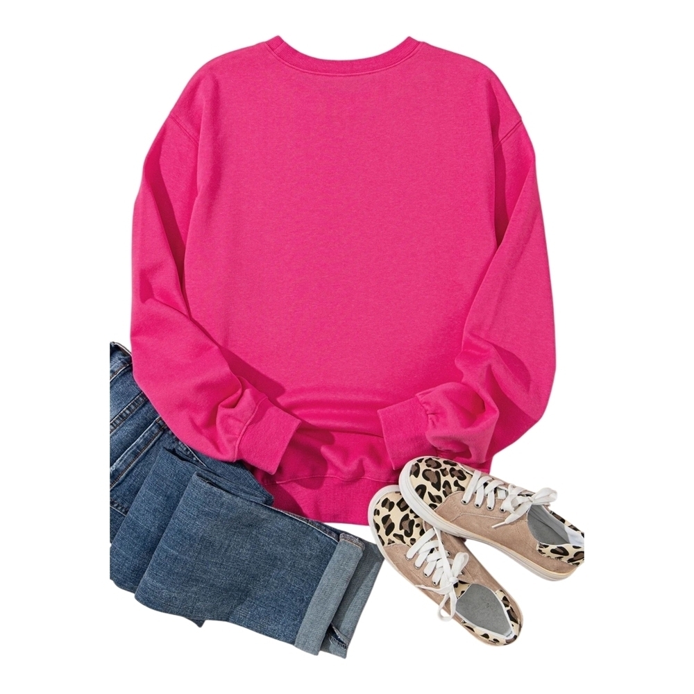 ROUNDTABLE INJ. - Soft Strawberry Pink Heart Pattern Sweatshirt - Picture 3 of 13